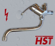 Wand Niederdruck Spültisch Küchenarmatur Auslauf 18 cm HSTA10 +Panzerschlauchset