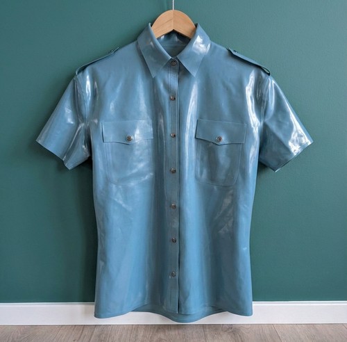Herren latex hemd blau - latex,