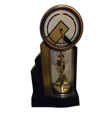 Dugena Kaminuhr Tischuhr mit Drehpendel und Melodie schwarz gold Vintage Design