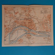  Orig. (1895) Lithographie  Stadtplan Magdeburg 