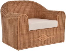 Rattansessel Breiter Wohnzimmer Sessel aus echtem Rattan Thron (Honig-Dunkel)