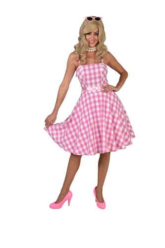 Puppenkleid pink weiss kariert - puppenkleid, pink-weiss
