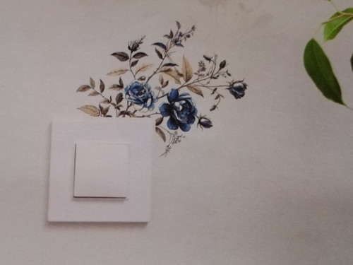 Blumen deko blau wandtattoo - blumen,
