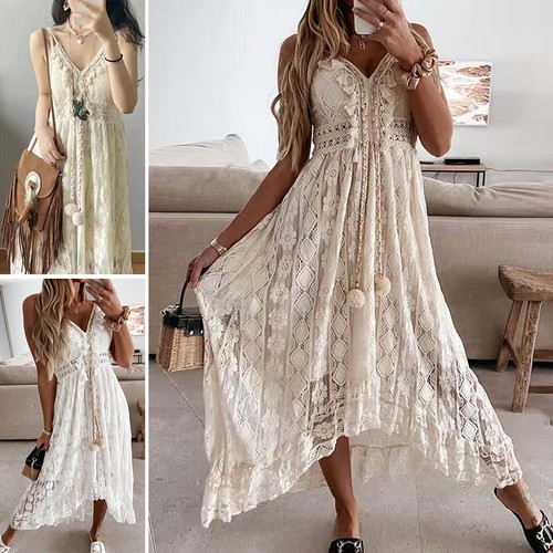 Damen boho spitze - spitze, Ärmellos