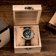 Damen Automatikuhr Holzuhr Holz Edelstahl Automatik Frauen Armbanduhr Holzbox
