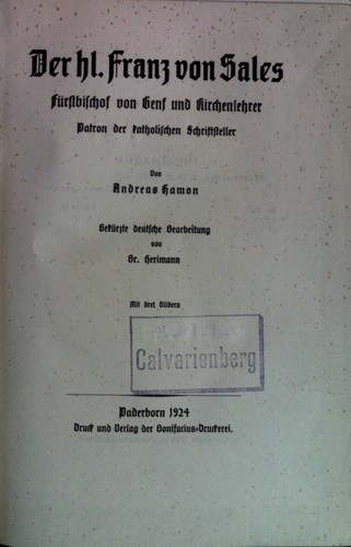 Der franz von sales - der, hl.