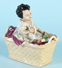 Antike Conta & Boehme Porzellan Bonbonniere Kind um 1882 handbemalt Thüringen