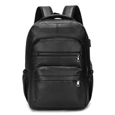 Schwarzer PU Leder Rucksack