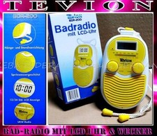 Tevion Radiowecker BDR200 Wasserfest Bad Wand Dusch radio LCD ALARM Lemon weiß