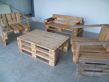 Euro-Paletten, Palettenmöbel, 1 Bank,1 Tisch und 2 Stühle