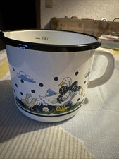 Milchtopf Emaille Landhaus Topf Ausgießer Schnabeltopf 1 L Gänse Enten Induktion