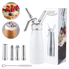 500ml Sahnespender Sahnebereiter Profi Sahnesyphon mit 3 Edelstahl Deko Düsen