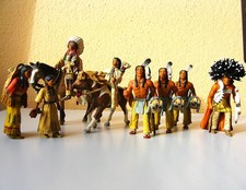 Vintage 2006 SCHLEICH Indianer Welt 10 Teile: 8 Indianer + 2 Pferde, archiviert