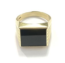 Herrenring Onyx 585er Gold Ring Goldring Siegelring 14 Karat Gelbgold Gr. 63