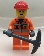 LEGO ®-Minifigur Town City Bauarbeiter + Spitzhacke Set 4933 7905 7907 - cty0031