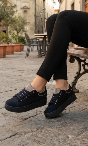 Damen sneaker schwarz strass - sneaker,