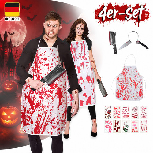 Halloween kostüm 4tlg metzger - 4tlg,