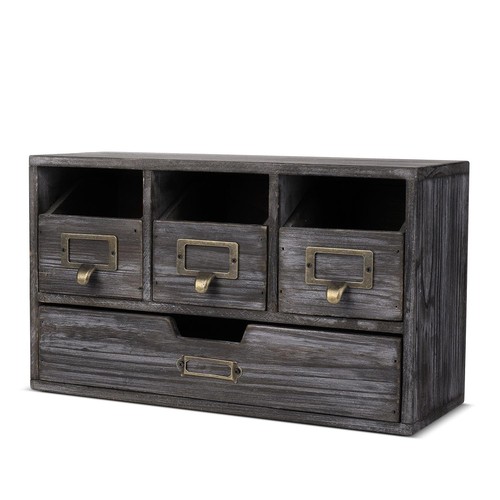 Wooden desk organiser - wooden, drawer