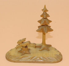 Antike Schnitzerei Hase im Wald 19cm Erzgebirge handarbeit Volkskunst