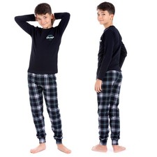 Jungen Pyjama Baumwolle Winter warm Schlafanzug Hausanzug Nachtwäsche Interlock