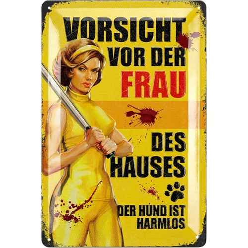 Retro blechschild vorsicht - blechschild,