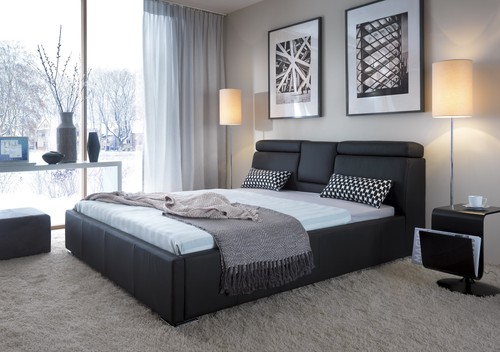 Premium echtleder schwarz bett - premium,