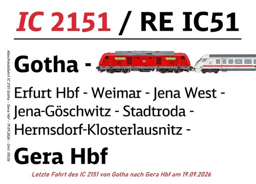 Zuglaufschild 2151 ic - 2151, re