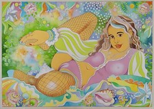 Erotik, grosses Aquarell 70 x