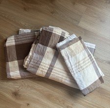 Biber Bettwäsche 180x 140 Braun Karriert- 4teilig