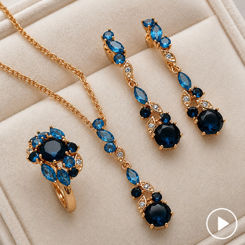 Schmuckset glänzend blaue - schmuckset,