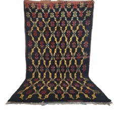 Vintage Alter Handgeknüpfter Marokkanischer Teppich Floral Kelim Wolle...