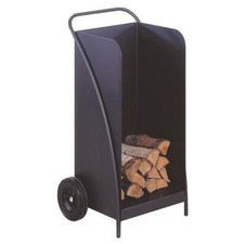 Heibi Holzwagen aus pulverbeschichtetem Stahl schwarz glimmer 52x43x95 cm Kaminh