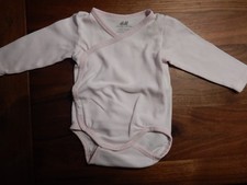 H&M Body Wickelbody Langarm Gr. 68 pink gestreift