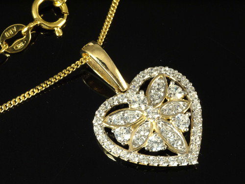 333 gold herzkette kette mit - gold,