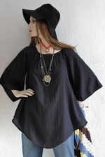 Vintage 70s Musselin Bluse Tunika Glocke Shirtbluse Shirt Batwings Oberteil Hip