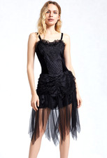 Corsagenkleid Spitze Gothic victorian Witch Zipfelkleid schwarz Gr.36/38 kl.40