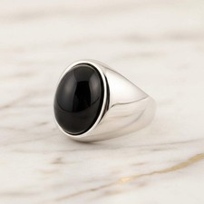 Schwarzer Onyx Ring Silber –