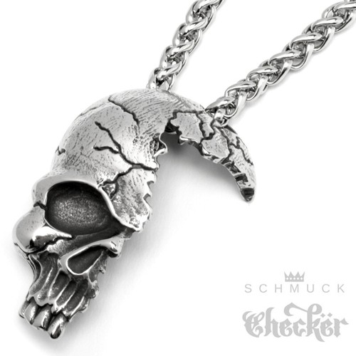 Halber totenkopf edelstahl - halber,