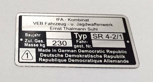 Rahmenplakette typenschild - rahmenplakette,