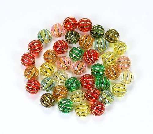 Acrylperlen rund geriffelt - rund,