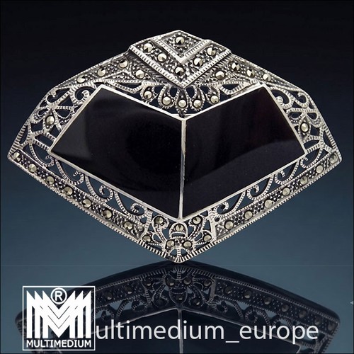 Silber onyx brosche - onyx, deco