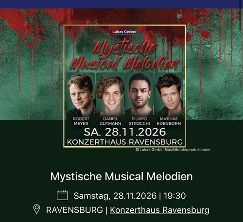 Tickets musical mystische - 2x,