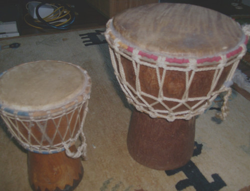 Vintage djembe trommel - 2x,