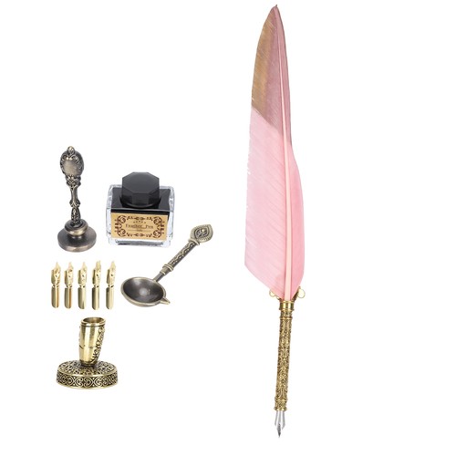 Federkiel set mit goldspitze - set,