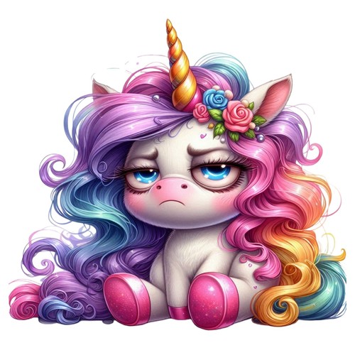 Sticker mürrisches einhorn - 2x,