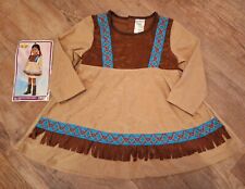 Kostüm Indianerin Kleid, Gr. 98, braun mit blauer Borte Karneval, Indianerfest