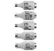 5x DIAZED Sicherungen Schmelzsicherungen DII DIII Flink 10A 16A 20A 35A 50A ETI