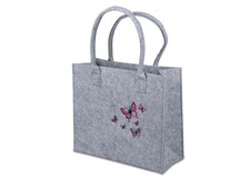 Formano Tasche Filz grau 34 x 40 cm mit Schmetterlingsmotiv Handtasche
