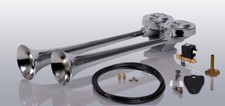 Druckluft Doppelhorn 38/42cm Schlauchpackung Magnetventil 24V passend für Iveco