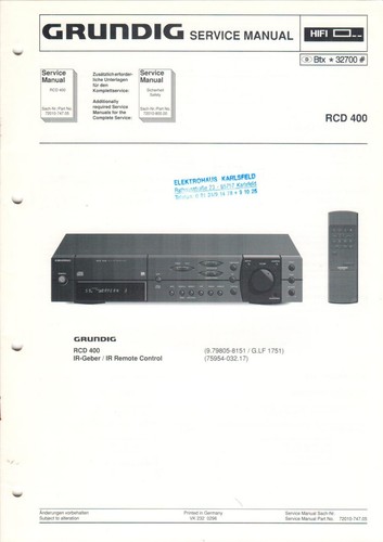 Grundig rcd 400 service - grundig,